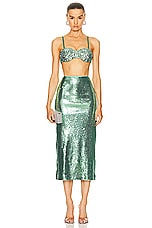 Moschino Jeans Bandeau Top in Green, view 4, click to view large image.