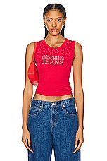 Moschino Jeans Tank Top in Fantasy Print Pink, view 1, click to view large image.