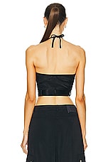 Moschino Jeans Halter Cropped Tank Top in Black, view 3, click to view large image.