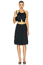 Moschino Jeans Halter Cropped Tank Top in Black, view 4, click to view large image.