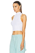 Moschino Jeans Mock-neck Tank Top in White, view 3, click to view large image.