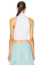 Moschino Jeans Mock-neck Tank Top in White, view 4, click to view large image.