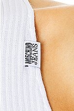Moschino Jeans Mock-neck Tank Top in White, view 6, click to view large image.
