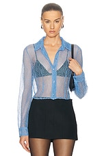 Moschino Jeans Long Sleeve Top in Light Blue, view 1, click to view large image.