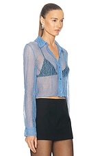 Moschino Jeans Long Sleeve Top in Light Blue, view 2, click to view large image.