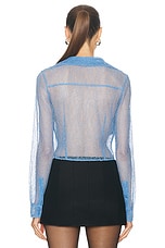 Moschino Jeans Long Sleeve Top in Light Blue, view 3, click to view large image.