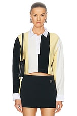 Moschino Jeans Long Sleeve Top in Multi Ivory, view 1, click to view large image.