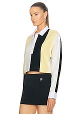 Moschino Jeans Long Sleeve Top in Multi Ivory, view 3, click to view large image.