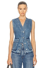 Moschino Jeans Denim Vest Top in Multi Blue, view 1, click to view large image.