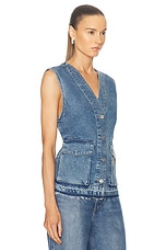 Moschino Jeans Denim Vest Top in Multi Blue, view 2, click to view large image.