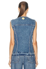 Moschino Jeans Denim Vest Top in Multi Blue, view 3, click to view large image.