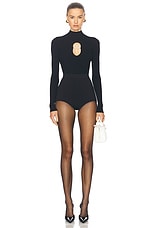 Moschino Jeans Long Sleeve Bodysuit in Black, view 5, click to view large image.