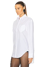 Moschino Jeans Cotton Poplin Long Sleeve Button Up in White, view 3, click to view large image.