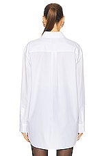 Moschino Jeans Cotton Poplin Long Sleeve Button Up in White, view 4, click to view large image.