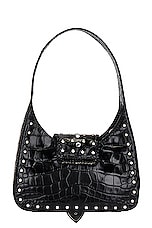 Moschino Jeans Buckle Shoulder Bag in Fantasy Print Black, view 3, click to view large image.