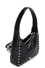 Moschino Jeans Buckle Shoulder Bag in Fantasy Print Black, view 5, click to view large image.