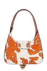 Moschino Jeans Buckle Shoulder Bag in Fantasy Print Brown, view 3, click to view large image.