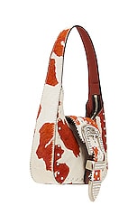 Moschino Jeans Buckle Shoulder Bag in Fantasy Print Brown, view 4, click to view large image.