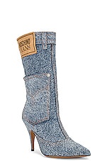 Moschino Jeans Denim Ankle Boot in Fantasy Print Blue, view 2, click to view large image.