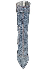 Moschino Jeans Denim Ankle Boot in Fantasy Print Blue, view 4, click to view large image.
