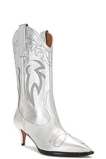Moschino Jeans Ankle Boot in Fantasy Print Silver, view 2, click to view large image.