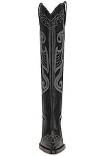 Moschino Jeans Knee High Boot in Fantasy Print Black, view 4, click to view large image.