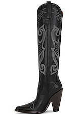 Moschino Jeans Knee High Boot in Fantasy Print Black, view 5, click to view large image.