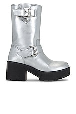 Moschino Jeans Soft Leather Boot in Silver, view 1, click to view large image.