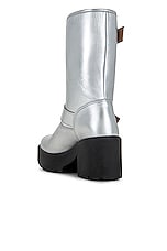 Moschino Jeans Soft Leather Boot in Silver, view 3, click to view large image.