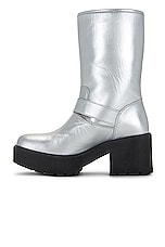Moschino Jeans Soft Leather Boot in Silver, view 5, click to view large image.