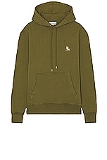 Maison Kitsune Chillax Patch Regular Hoodie in Military Green, view 1, click to view large image.