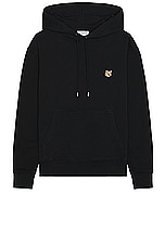 Maison Kitsune Fox Head Patch Regular Hoodie in Black, view 1, click to view large image.