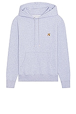 Maison Kitsune Fox Head Patch Regular Hoodie in Light Grey Melange, view 1, click to view large image.