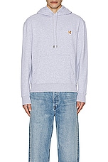 Maison Kitsune Fox Head Patch Regular Hoodie in Light Grey Melange, view 4, click to view large image.