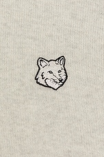 Maison Kitsune Bold Fox Head Patch Polo Jumper in Light Grey Melange, view 3, click to view large image.