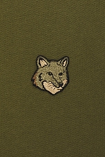 Maison Kitsune Bold Fox Head Patch Comfort Zipped Hoodie in Military Green, view 3, click to view large image.