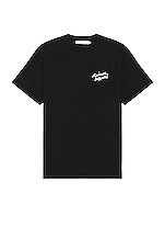 Maison Kitsune Mini Handwriting Classic Tee in Black, view 1, click to view large image.