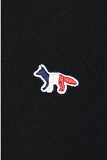 Maison Kitsune Tricolor Fox Patch Polo in Black, view 3, click to view large image.