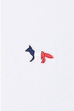 Maison Kitsune Tricolor Fox Patch Polo in White, view 3, click to view large image.