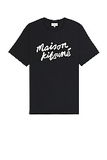 Maison Kitsune Handwriting Comfort T-shirt in Black, view 1, click to view large image.
