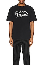 Maison Kitsune Handwriting Comfort T-shirt in Black, view 3, click to view large image.