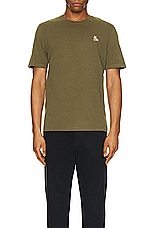 Maison Kitsune Chillax Fox Patch Regular T-shirt in Military Green, view 4, click to view large image.