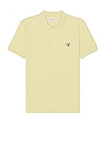 Maison Kitsune Fox Head Patch Regular Polo in Chalk Yellow, view 1, click to view large image.