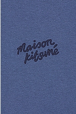 Maison Kitsune Handwriting Comfort T-shirt in Storm Blue, view 3, click to view large image.