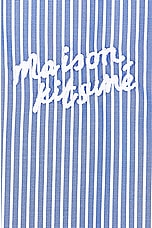 Maison Kitsune Casual Striped Shirt in Sky Blue Stripes, view 3, click to view large image.