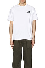 Maison Kitsune Handwriting Comfort T-shirt in White & Black, view 4, click to view large image.