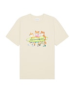 Maison Kitsune Surfing Foxes Comfort T-shirt in Paper, view 1, click to view large image.