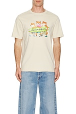Maison Kitsune Surfing Foxes Comfort T-shirt in Paper, view 3, click to view large image.