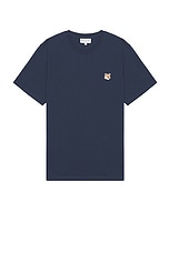 Maison Kitsune Fox Head Patch Regular T-shirt in Ink Blue, view 1, click to view large image.