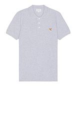 Maison Kitsune Fox Head Patch Regular Polo in Light Grey Melange, view 1, click to view large image.